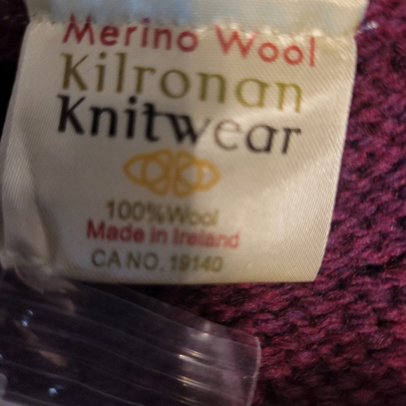 Kilronan Knitwear Ireland Merino Wool  Zip High Neck Maroon Sweater Sz S  NWOT - Picture 10 of 14
